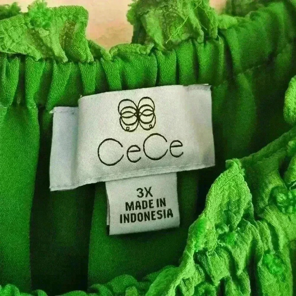 CeCe Lush Greem Boat Neck Puff Sleeve Top Size 3X - Picture 6 of 10